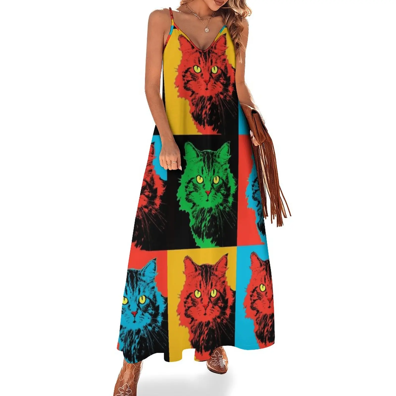 

CAT POP ART4 Sleeveless Dress women's luxury party dress birthday dresses for women