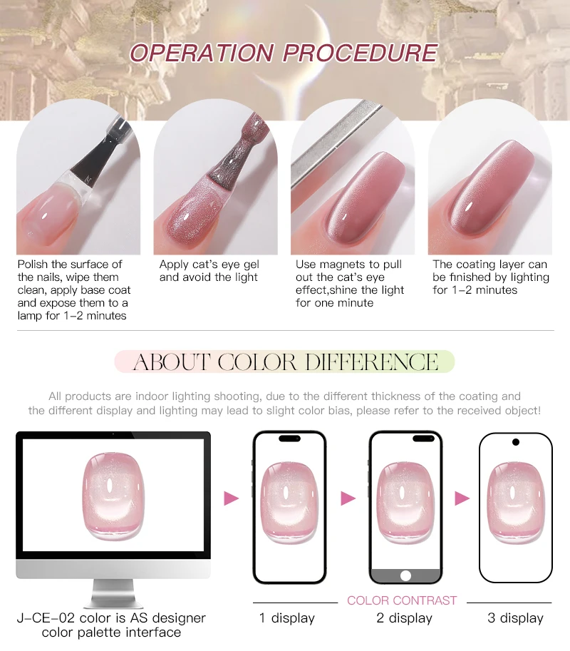 Edle Flasche 15ml Diamant-Katzenaugen-Gel-Nagellack TPO/HEMA-FREI Magnetischer Semi-Permanenter Soak-Off UV-LED-Gel-Lack Nagelzubehör – Detail 8