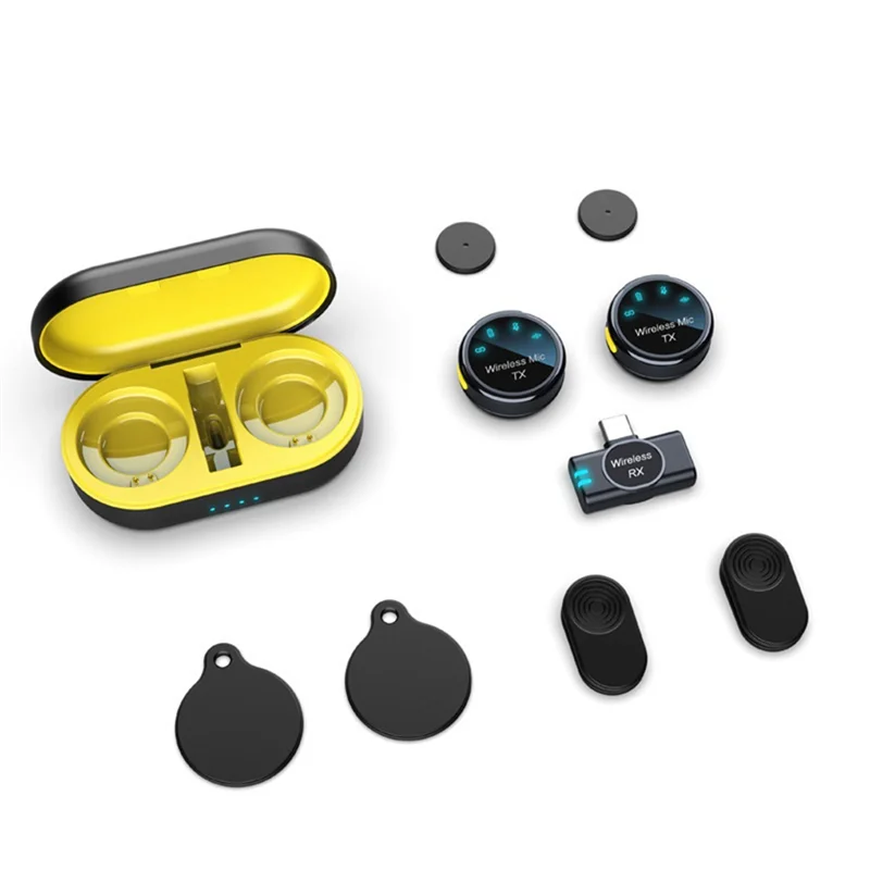 ELEC-ميكروفون Lavalier لاسلكي مغناطيسي لتسجيل الصوت والفيديو وتقليل الضوضاء مع علبة شحن