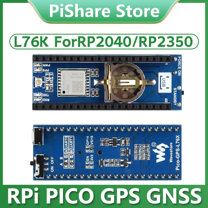

Raspberry Pi Pico GNSS Expansion Board Pico GPS L76K Beidou (BDS) GLONASS QZSS A-GNSS For RP2040/RP2350