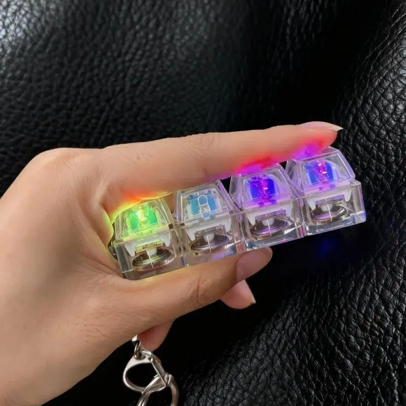 Rgb Lighting Creative Decompression Keychain, Stress Relief Artifact Keyboard Switch Tester Illuminated Transparent Keycaps
