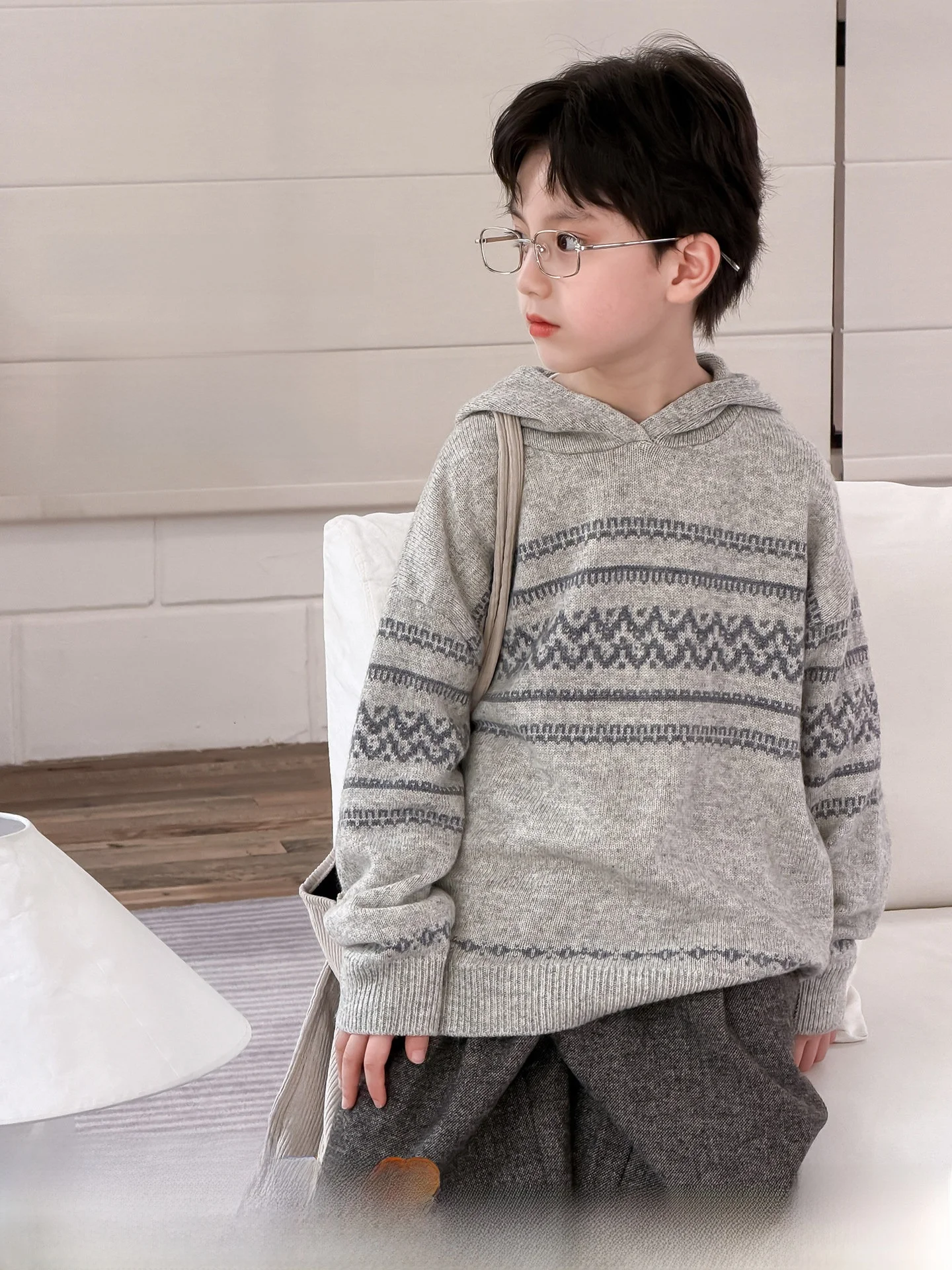 children's-casual-knitted-hoodie-soft-wool-blend-long-sleeve-regular-fit-fashionable-top-for-boys-spring-autumn-seasonal-wear