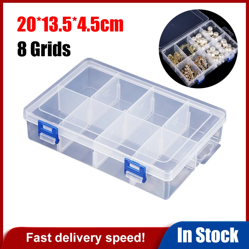 8 Grids Plastic Storage Box Multifunctional Tool Case 20*13.5*4.5cm Large Screw Electronic Component Transparent Organizer