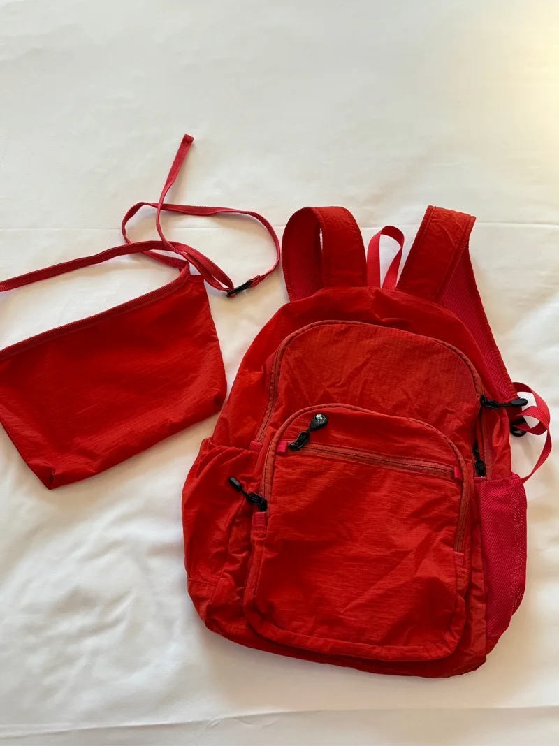 

Casual Spor Dual-oulder Bapa Set Large Capaci Versatile Lazy Sle ex Ox Cloth Zipper Closure Color Bag