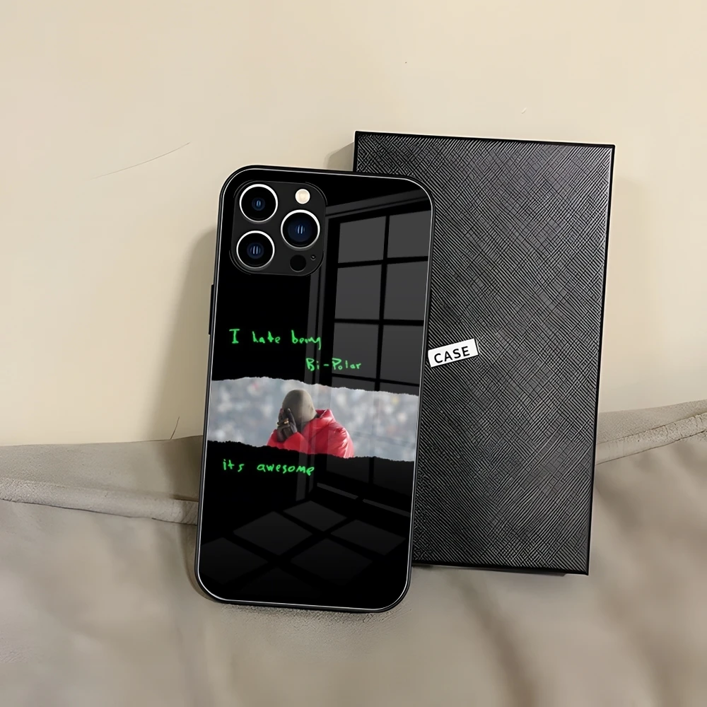 Kanye West Ye Rapper Phone Case For iPhone 16 14 15 Pro Max Plus 13 12 11 X XR XS 8 7 6 MINI SE 2022 Glass Design Back Cover