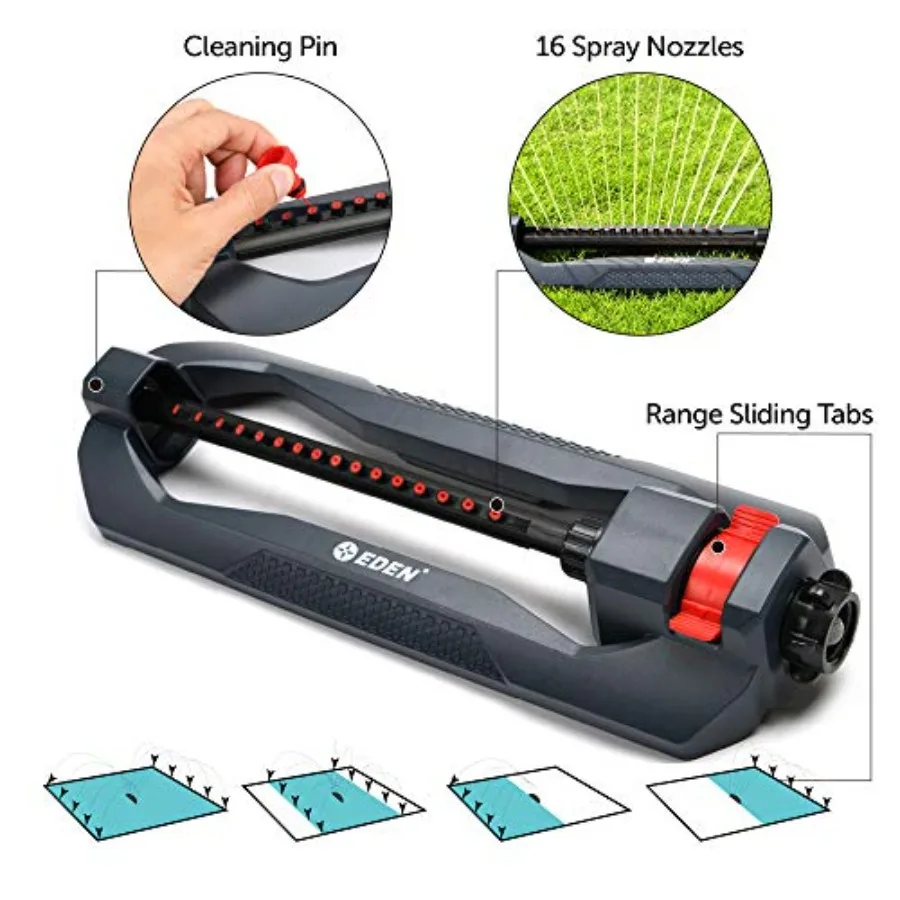 96213 Lawn Garden Essential Oscillating Sprinkler Water Sprinkler for Yard Covers up to 3 600 sq. ft. with Heavy Weight Base fo