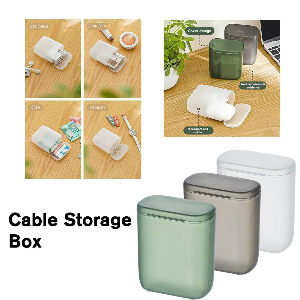 Portable Data Cable Storage Box With Cover Headphone Charger Mobile Phone Travel Transparent Wire Container Box For Office L9V2