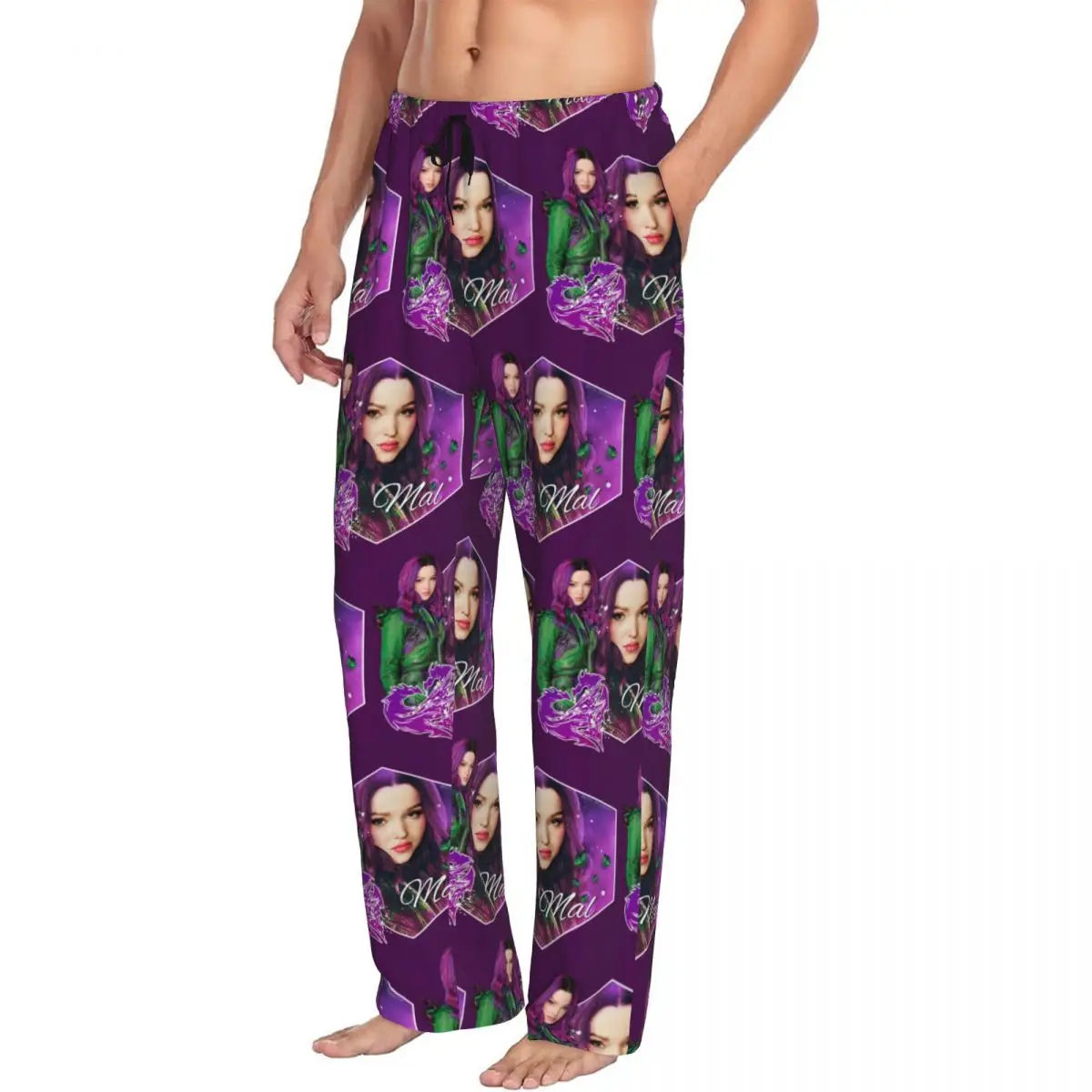 Custom Printed Mal Purple Beauty - Descendants Pajama Pants Men Sleep Sleepwear Bottoms with Pockets