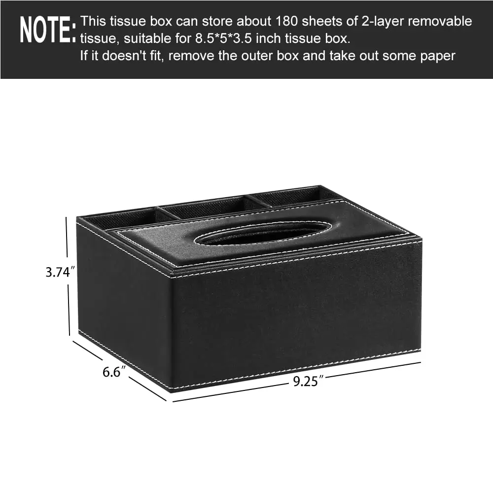 Multifunctional Tissue Box with Stationery Remote Control Box, Decorative Tissue Pen Remote Organizer for Home/Office/Restaurant