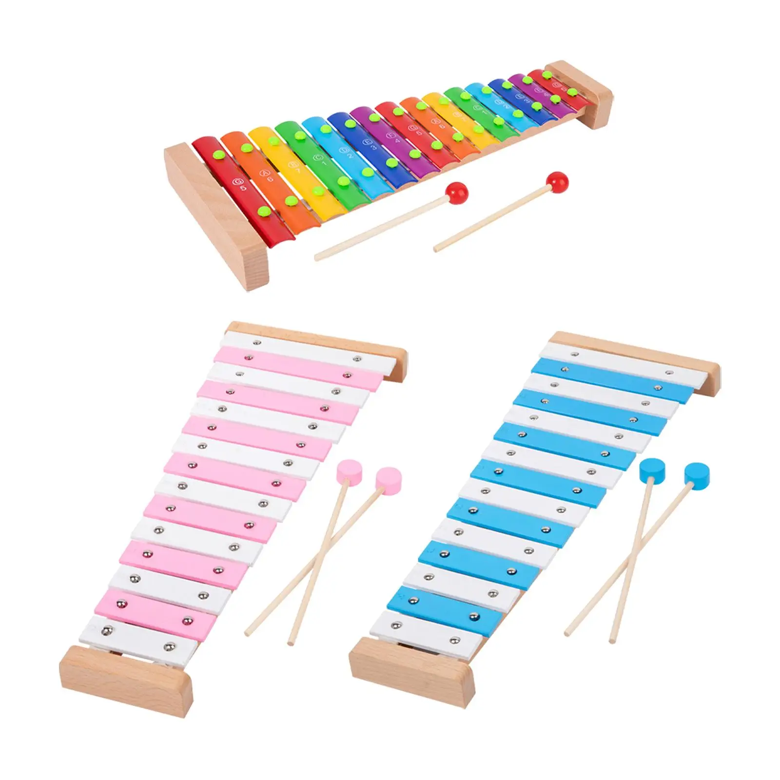 Premium 15-Note Xylophone Set for Children - Educational Music Toy with Wooden Base