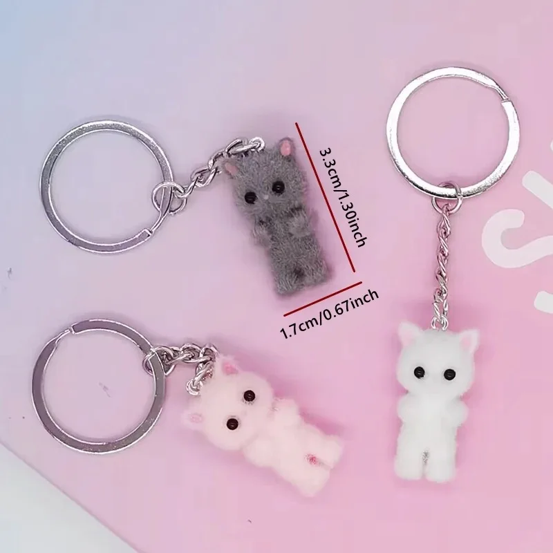 3D Cartoon Cat Keychain Kawaii Cat Key Ring Animal Key Chains Souvenir Gifts For Women Men Car Keys DIY Jewelry