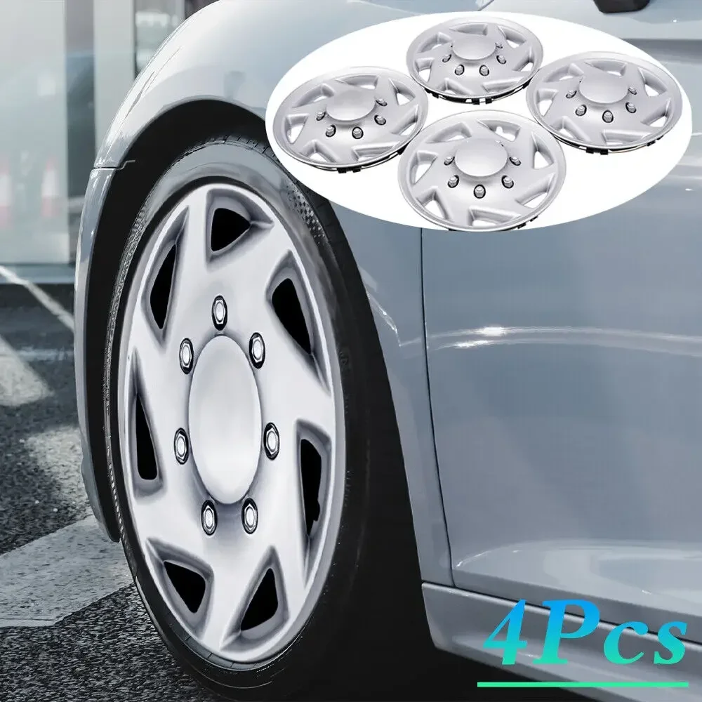 

4 NEW Silver Hubcaps for 99-18 Ford Econoline E250 E350 E450 – Full Wheel Covers for Van