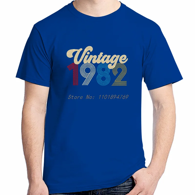 

Summer Cotton Short Sleeve T-Shirt Vintage 1982 Be Born Birthday Gift T-Shirt Graphic T Shirts High quality Mens Clothes