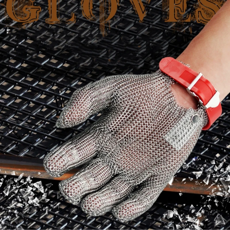 XYEHS RTCMG01 Level 5 316 Stainless Steel Cut Resistant Glove Food Grade Full-Finger Anti-Cut Mesh Chain Glove Industrial