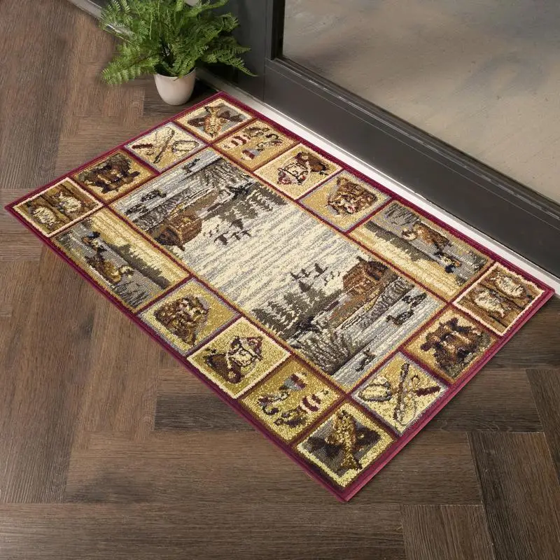 

Lodge Area Rug 2ft x 3ft Multi Color Soft Indoor Mat