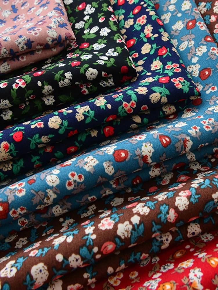 Floral Viscose Rayon Fabric Thin And Light Breathable for Sewing Summer Clothing Dresses by Half Meter