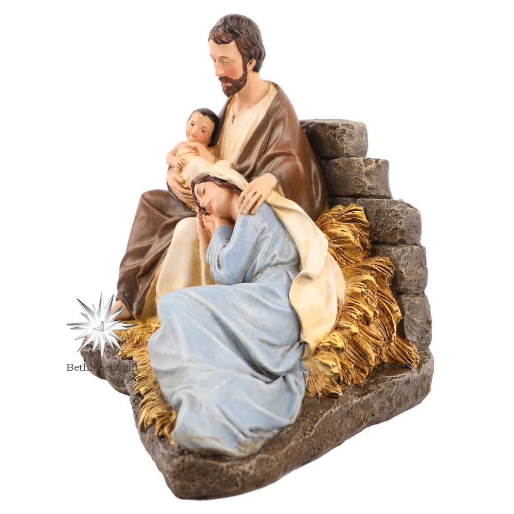 17cmH Christmas Figurines Decorations Holy Family Statue Figurines Holiday Sculpture Tabletop Scenes Festival Gift Home Decor