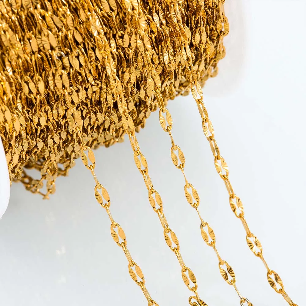 2 Meters Stainless Steel O Shape Thin Chain Radial Line Sunflower Chain for DIY Necklace Bracelet Jewelry Making Supplies