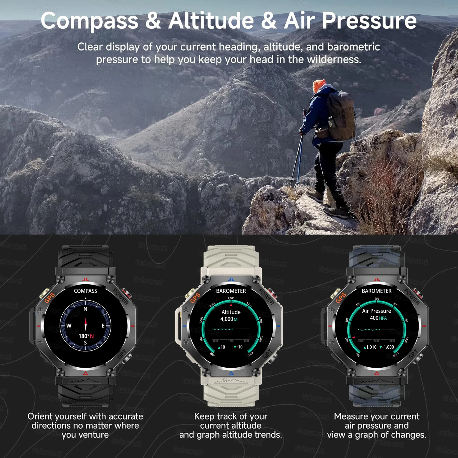 2025 New Military Grade T-Rex 3 Smart Watch Bulit-in Dual Band GPS Compass Altimeter GhatGPT 5ATM Waterproof Swimming SmartWatch - Image 6