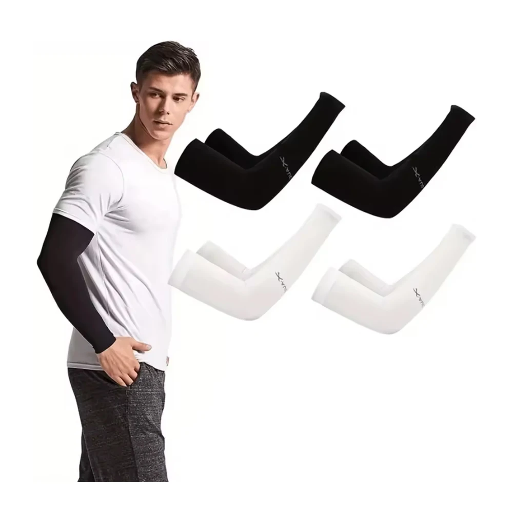 Black White Arm Sleeves for Women Men Breathable Sleeves Sunshade for Outdoor Adventures Sports and Driving Fingerless Glove