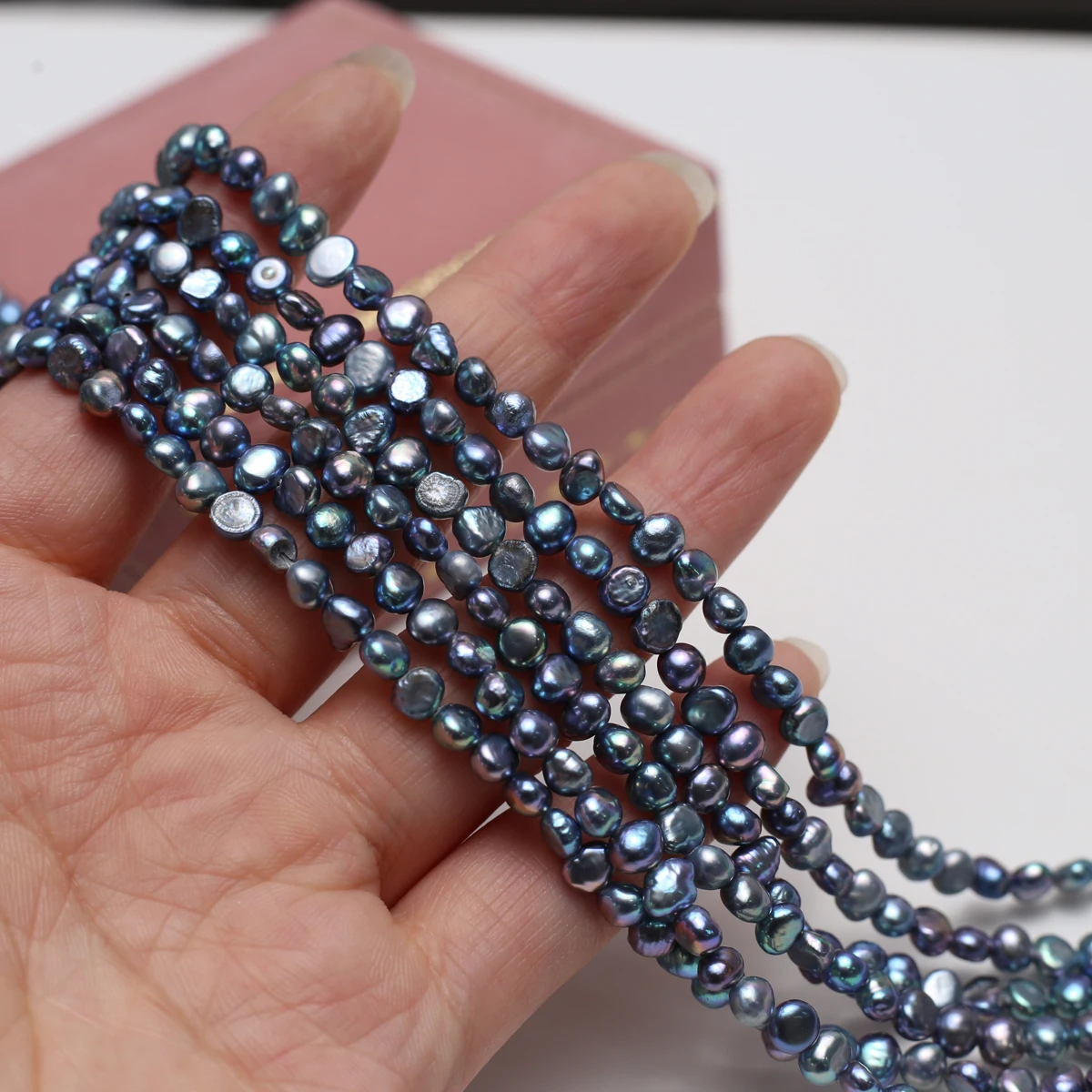 

Natural Freshwater Pearl 4-5mm AA Blue-Purple Irregular Glitter Loose Bead Jewelry Make DIY Necklace Bracelet Wedding Gift Women