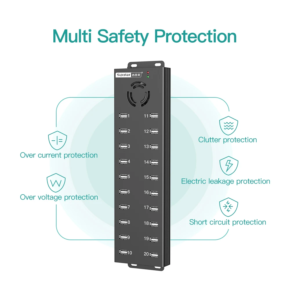 Sipolar A-805P 20 Port Usb Hub for Used Phone Usb Charging Station Hub External Usb Hub