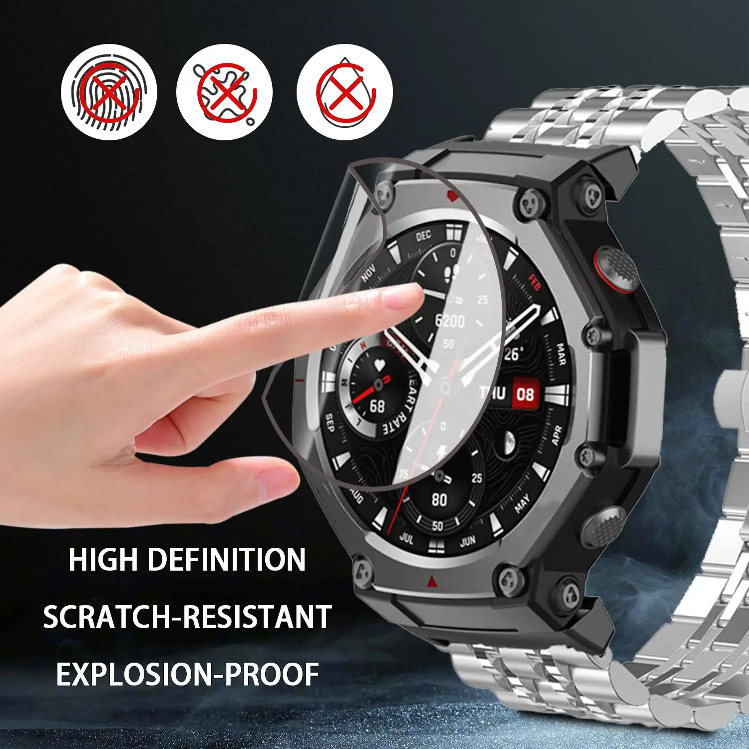 For Amazfit T-REX Ultra 2 Watch Films Flexible HD Shatterproof Screen Protectors 3D Curved Protective Covers for T-REX Ultra 2