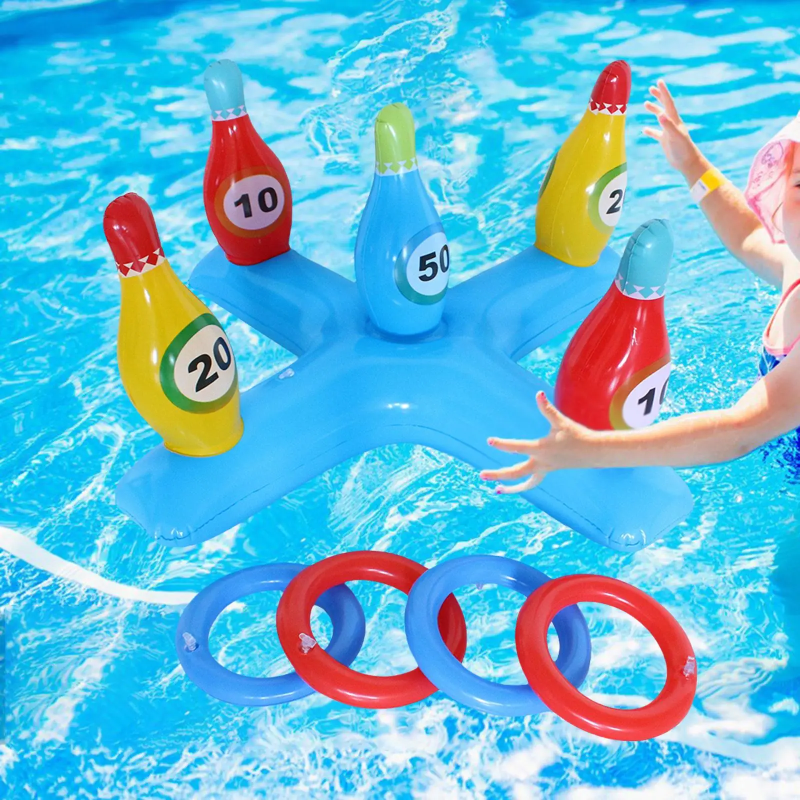 Ring Toss Game Inflatable Bowling Set for Party Backyard Xmas