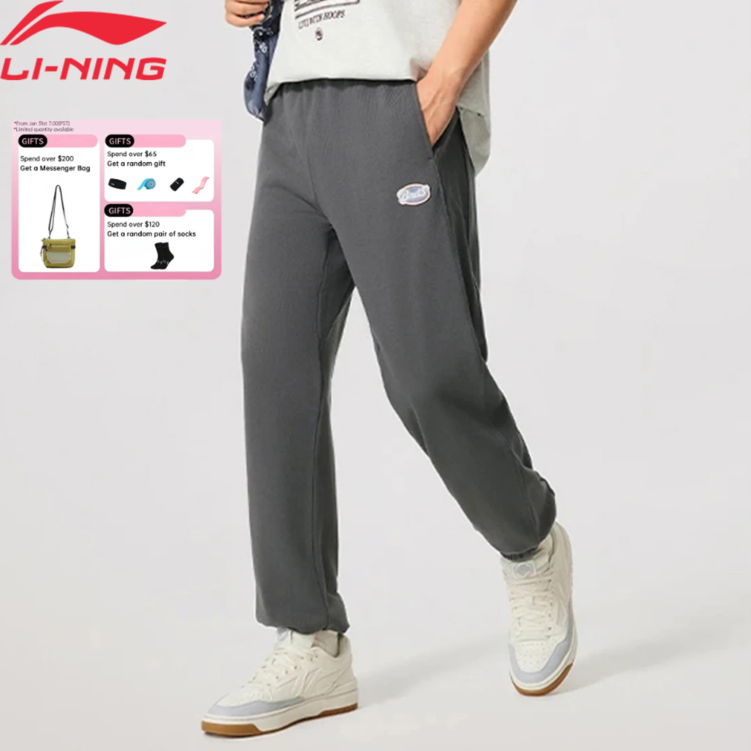 

Li-Ning Men's BADFIVE Pants Breathable Comfortable Street Style LiNing Basketabll Sport Leisure Trousers AKLV213