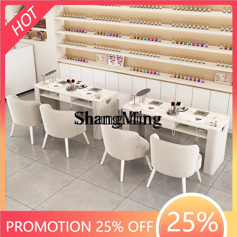 

CL and double three-person marble manicure table and chair combination with vacuum cleaner socket manicure chair
