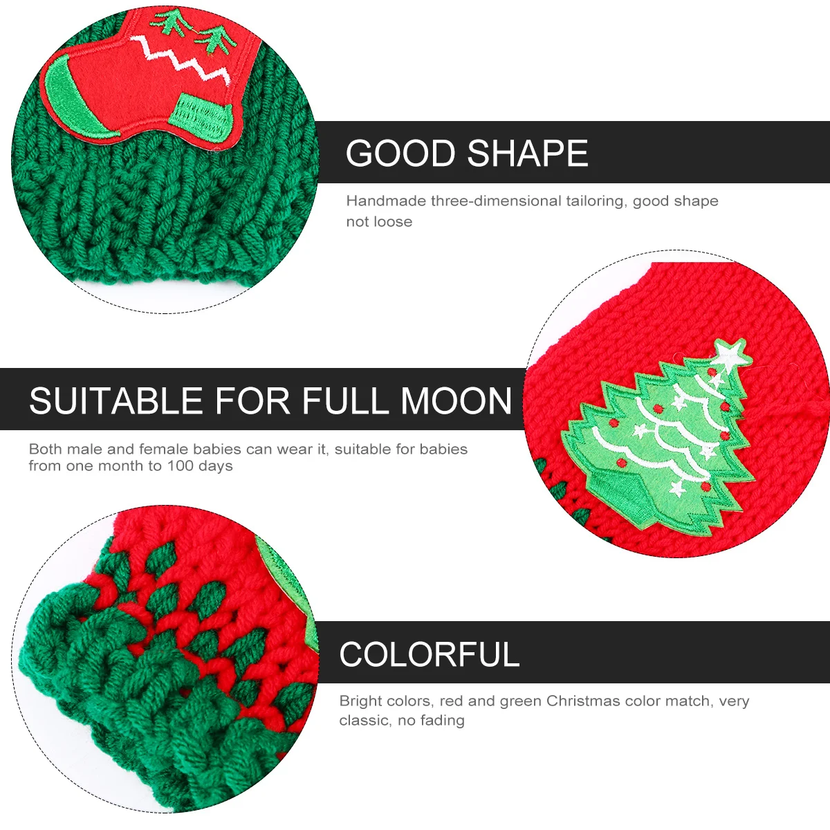 

1Set Christmas Photo Outfit Handmade Knitted Costume Red Green Photography Clothes Photo Props
