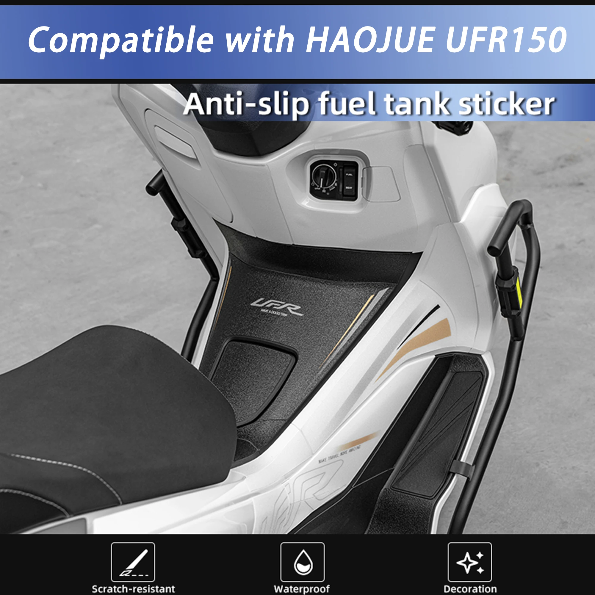Compatible with Haojue UFR150 Motorcycle Anti Slip Tank Pad Sticker Scratch Resistant Fuel Tank Protector Decal Scooter Accessor