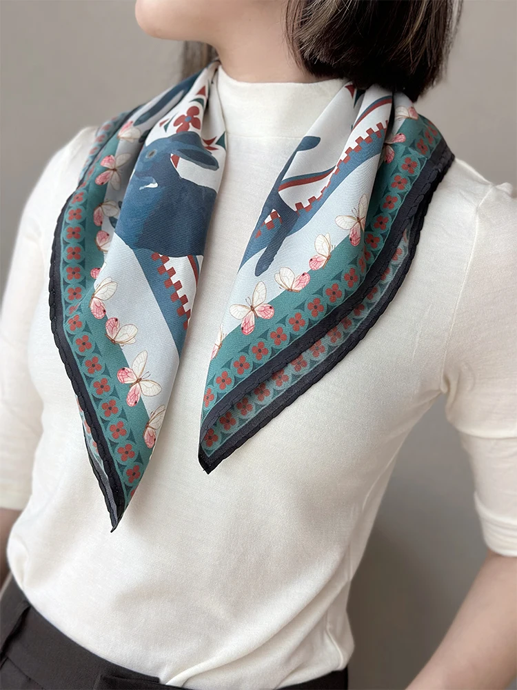 kaliiya-original-joyful-rabbit-sand-washed-silk-scarf-unique-design-silk-square-scarf-versatile-decorative-accessory