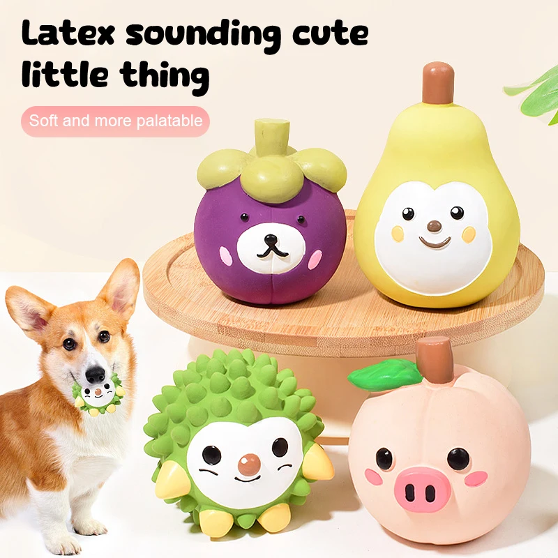 Fruit Animal Dog Toy Latex Voice Cartoon Peach Pig Durian Hedgehog Pet Toy