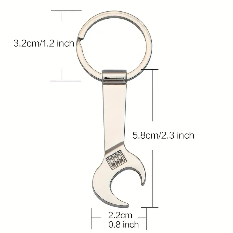 1pc Portable Keychain Bottle Opener, Metal Material, Wrench Shape