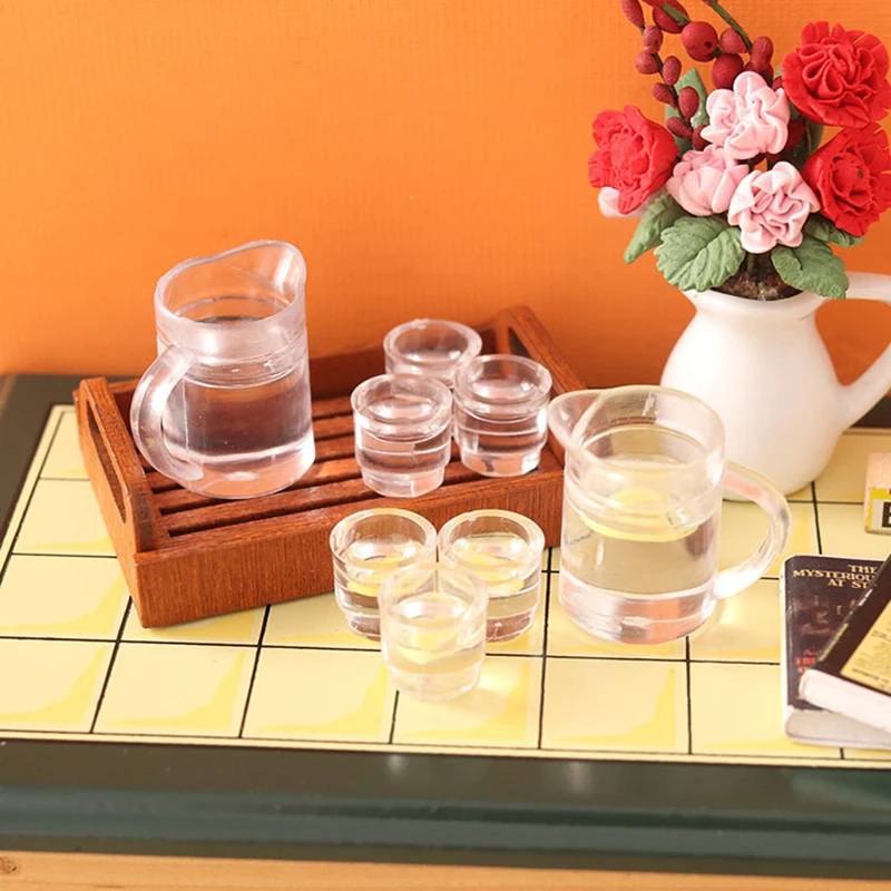 1Set 1:12 bollitore in miniatura per casa delle bambole tazza di acqua al limone Set da tè per bevande bambini giochi di imitazione accessori per la casa delle bambole giocattolo