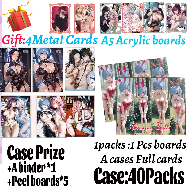 

2025 Latest A5 Acrylic Boards Campus Belle Hobby Spicy Waifu Board Doujin Booster Rem Boa Nami Genshin Furina Rare Card Toy Gift