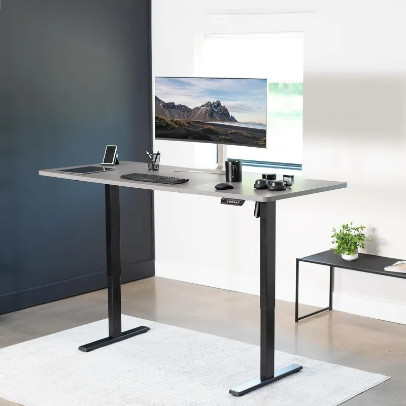 VIVO Electric 71 x 30 inch Standing Desk Workstation, Memory Controller Height Adjustment, 1B Series, Dark Gray Top Black Frame