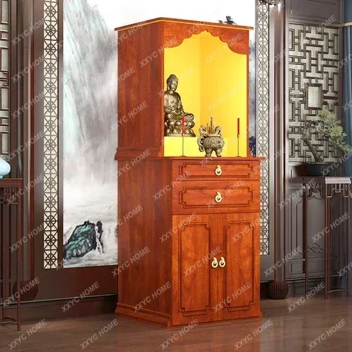 A God Of Wealth Cabinet New Chinese Multi-Layer Buddha Shrine Office Altar Clothes Closet Buddha Shrine Incense