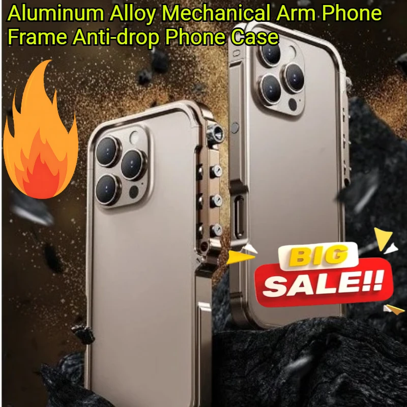 

For Iphone 14 13 Pro Max 14plus Heat Dissipation Phone Case Aluminum Alloy Mechanical Arm Phone Frame Anti-drop Phone Case