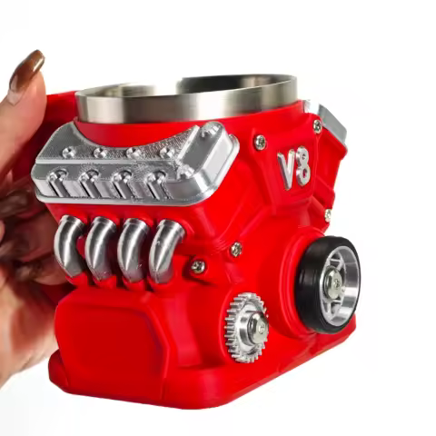 V8 Engine Coffee Mug Stainless Steel Insulated Cup with Car Engine Design for Men Car Enthusiasts Mechanic Gift Idea