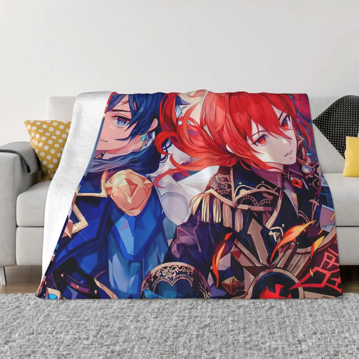 Diluc Kaeya Lgbt Flannel Blankets Genshin Impact Anime Funny Throw Blankets for Home Bedspreads