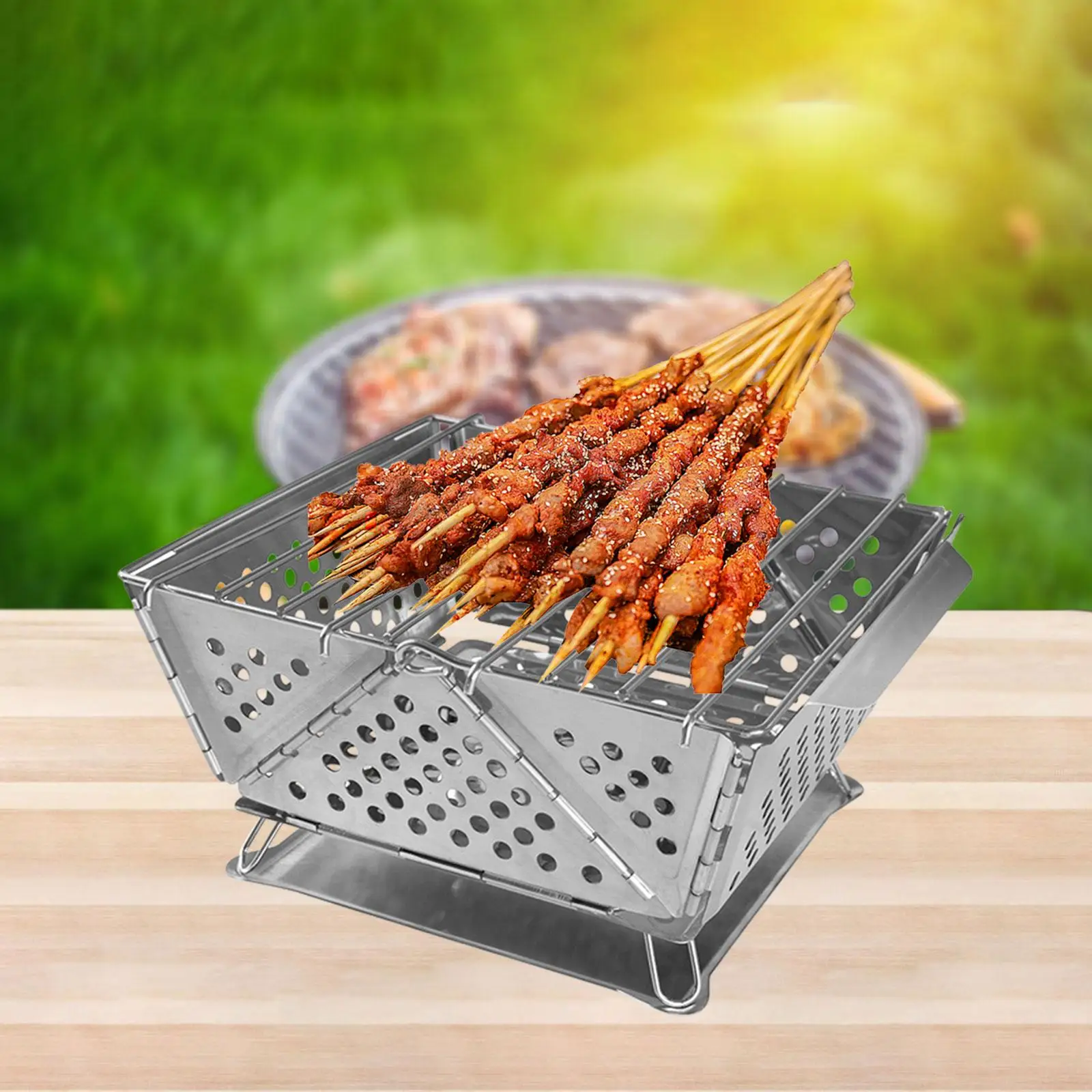 Folding Fire Pit Camping Grill Multifunctional Anti Rust Portable Campfire Grill for Hiking Picnic Simple Assembly Lightweight