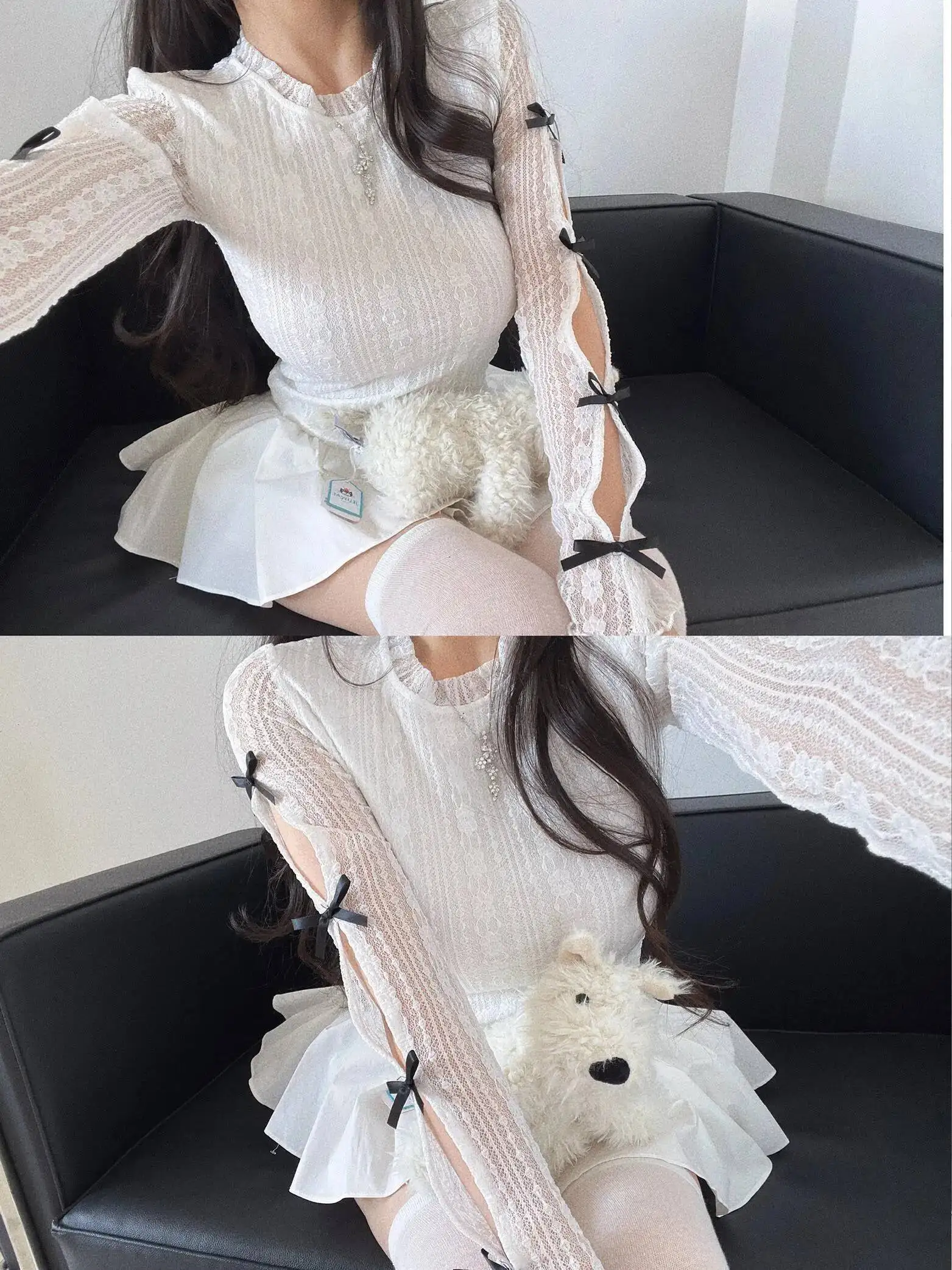 Boog Innerlijke Bodem Wit Ontwerp T-shirt Hoge Kant Top Vrouwen T-shirt Mode Vrouwen Tees 2025 Nieuwe Zoete Mode Vrouwen UU2I