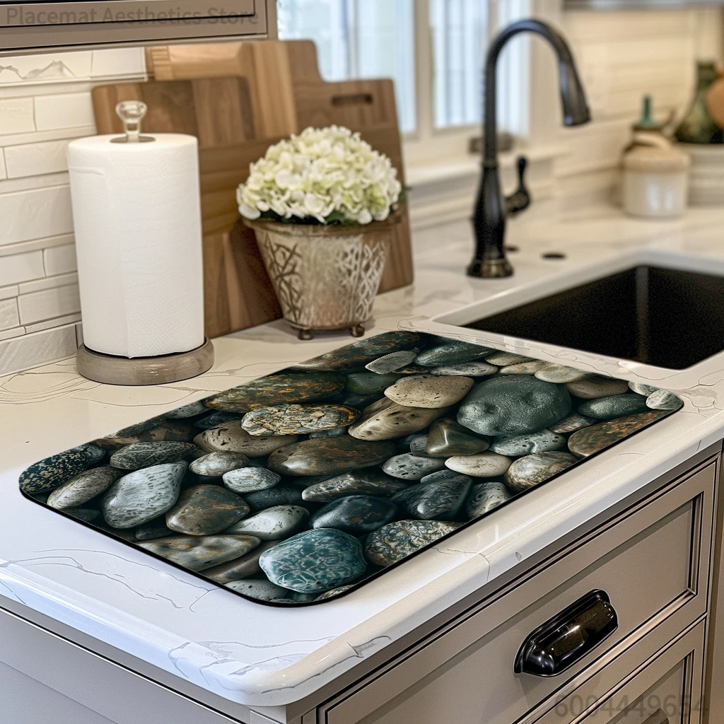 Kitchen Drying Mat Stone Goose Soft Dry Coffee Mat Absorbent Dish Placemat   Table Cup Drying Mats Table Decoration Accessories