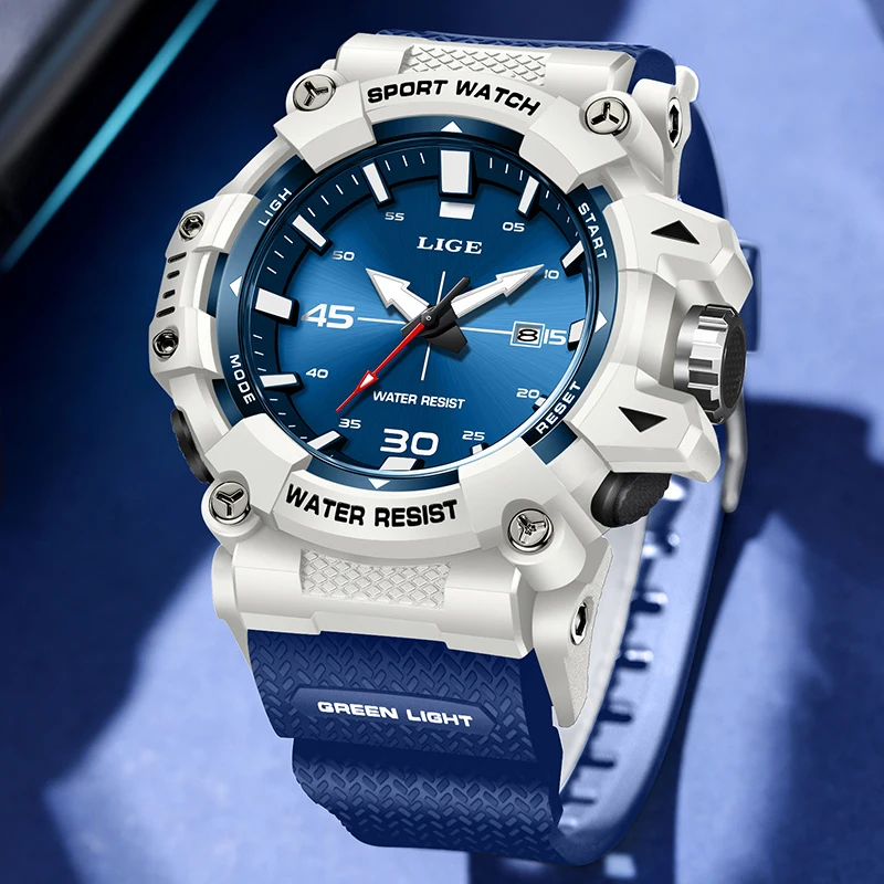 LIGE 2026 كوارتز ساعات المعصم موضة عسكرية قمة الساعات الفاخرة الرجال الرياضة مقاوم للماء مضيئة تاريخ ساعة رجالي Reloj Hombre #2