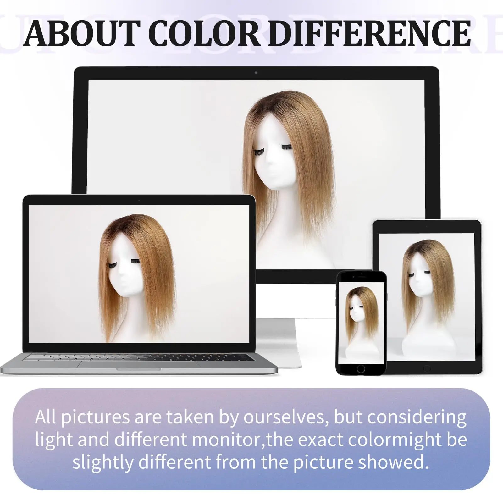 Light Brown Ombre Remy Human Hair Toppers Clips in 12 Inches Straight Hairpiece Extensions for Women 100% Remy Human Hair Topper