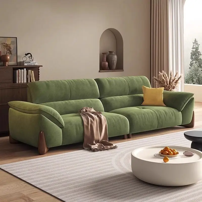 

French pastoral cream style sofa size apartment living room villa high backrest modern simple cat scratching leather sofa