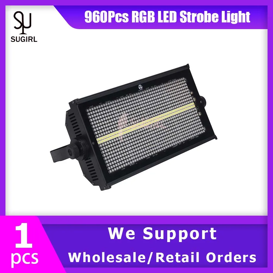 

No Tax 1pcs960Pcs RGB LED Strobe Light Indoor Stage DMX512 Flat Led Strobe Light Disco Club DJ Blinder Lighting Martin Atomic