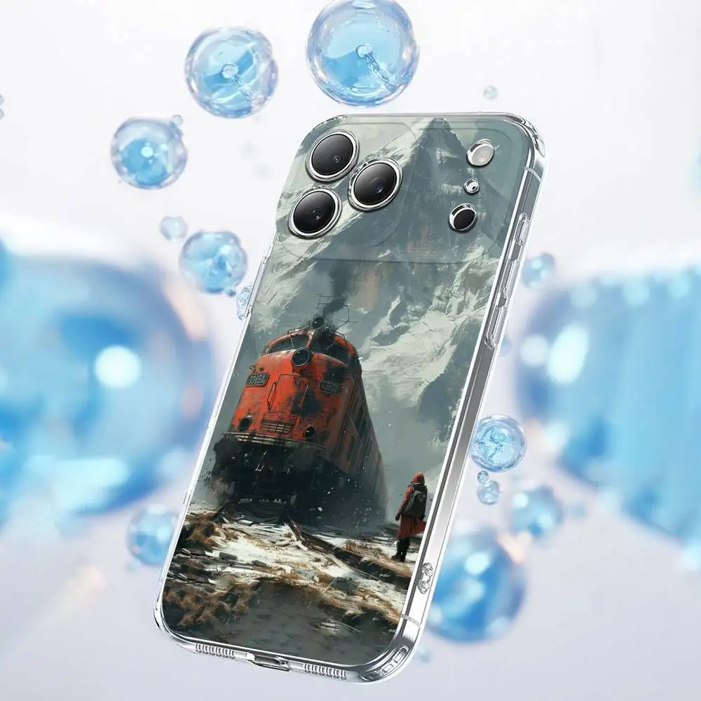 حافظة هاتف كلاسيكية للسكك الحديدية Steam Train لهاتف iPhone 17,16,15,14,13,12,11 Plus, Pro,Max,Plus,E,Air,غطاء شفاف صغير